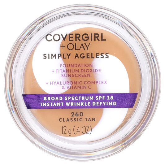 Covergirl Olay Ageless Foundation SPF 28, 260 Classic Tan, 0.4 oz - Image 1