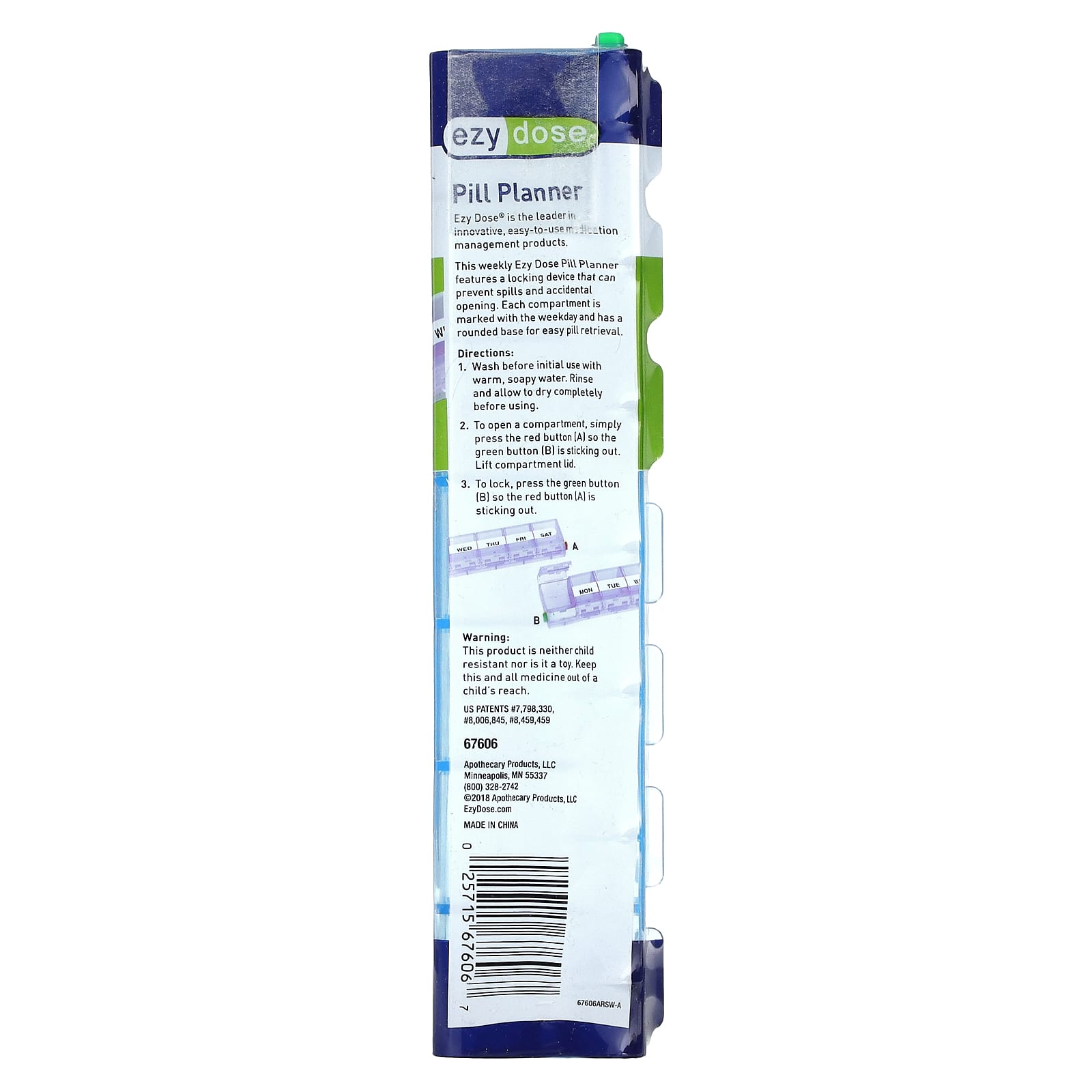 Weekly Pill Planner with Locking Device by Ezy Dose - XL Size - Image 2