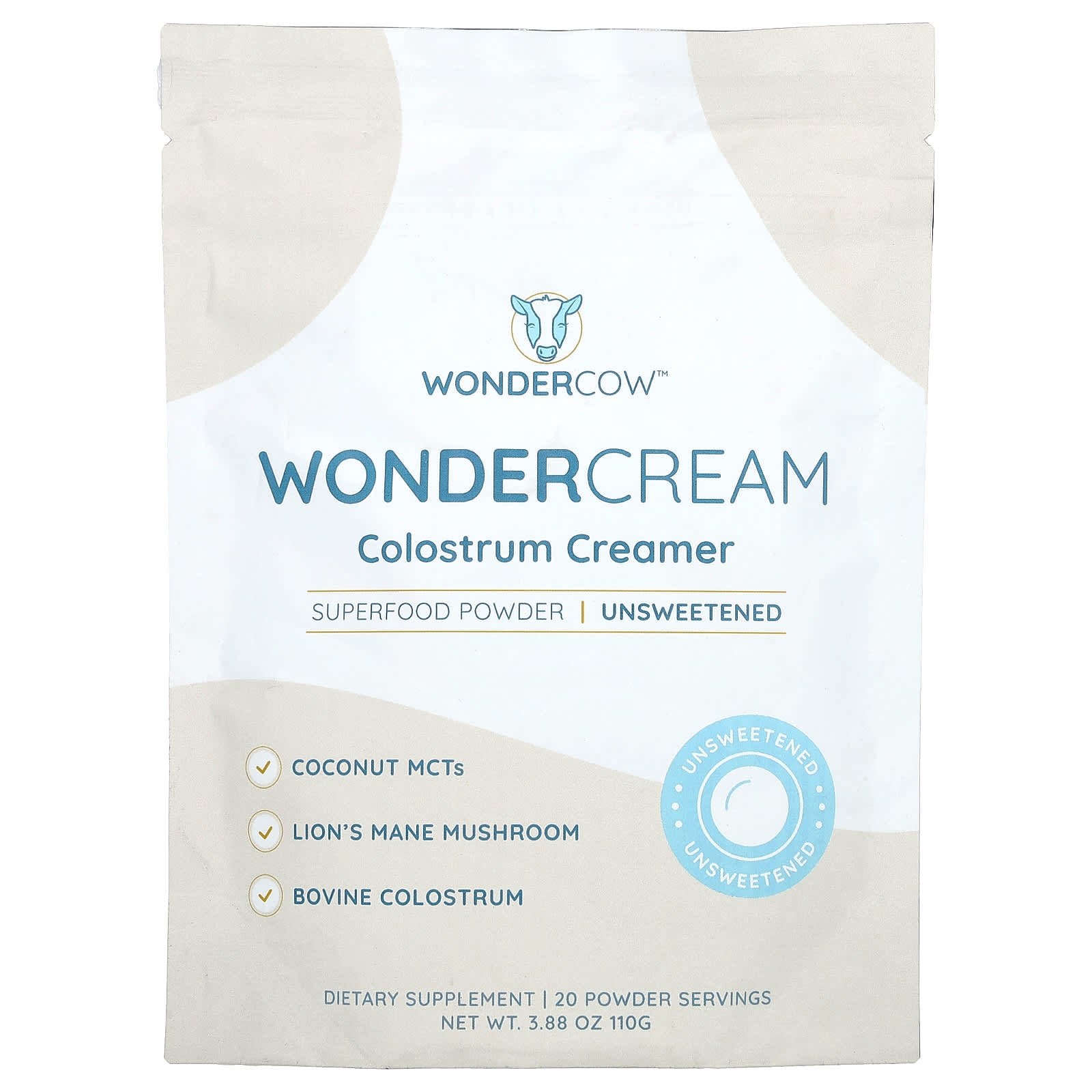 Wondercow, WonderCream, Colostrum Creamer, Unsweetened, 3.88 oz (110 g) - Image 1