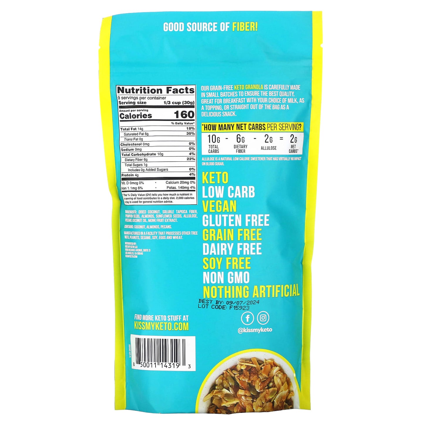 Kiss My Keto, Keto Granola, Coconut, Almond & Pecan, 9.5 oz (270 g) - Image 2