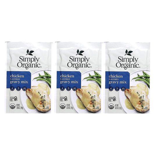Simply Organic, Chicken Gravy Mix, 3 Packets, 0.85 oz (24 g) Each - Image 1