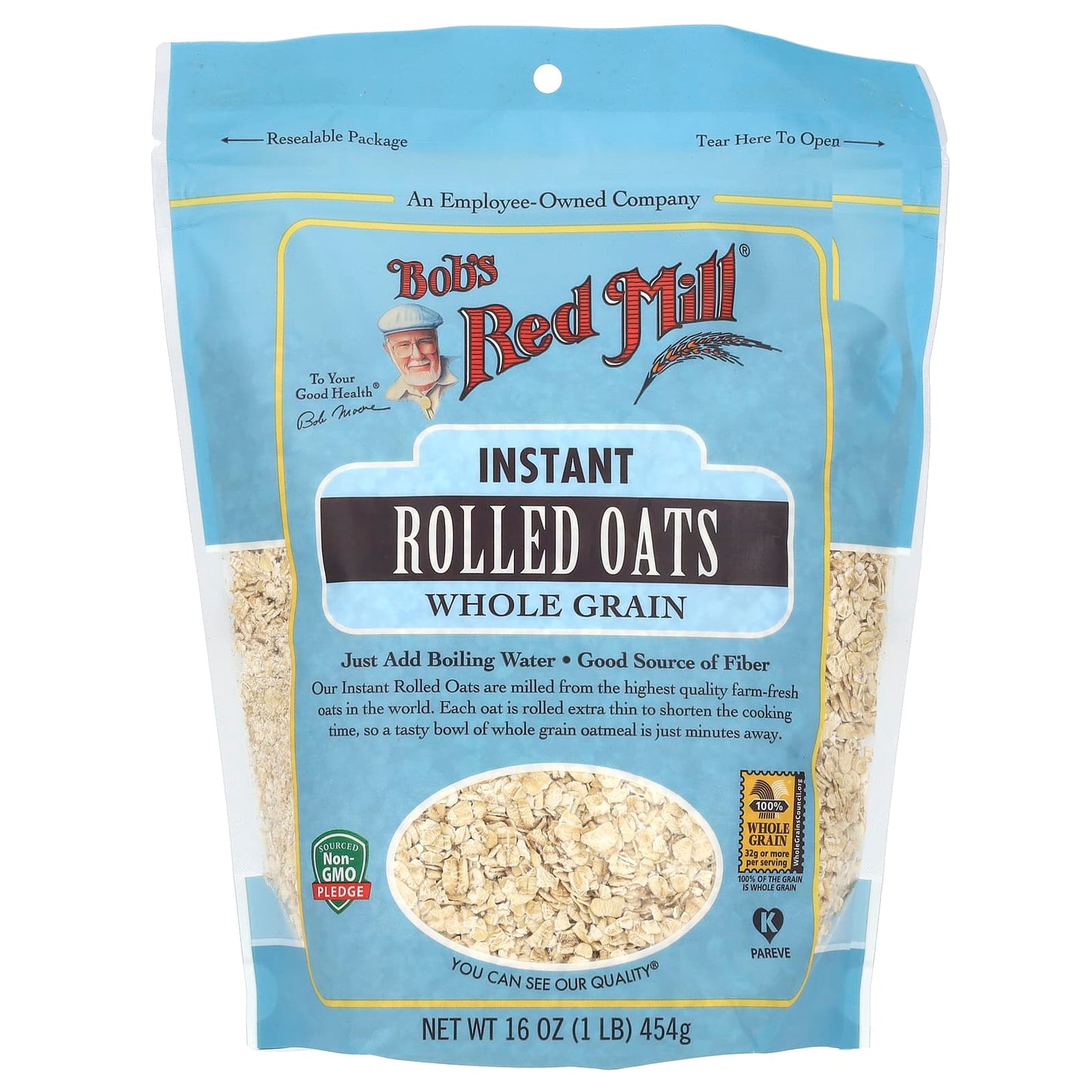 Whole Grain Instant Rolled Oats by Bob's Red Mill, 16 oz - Image 1