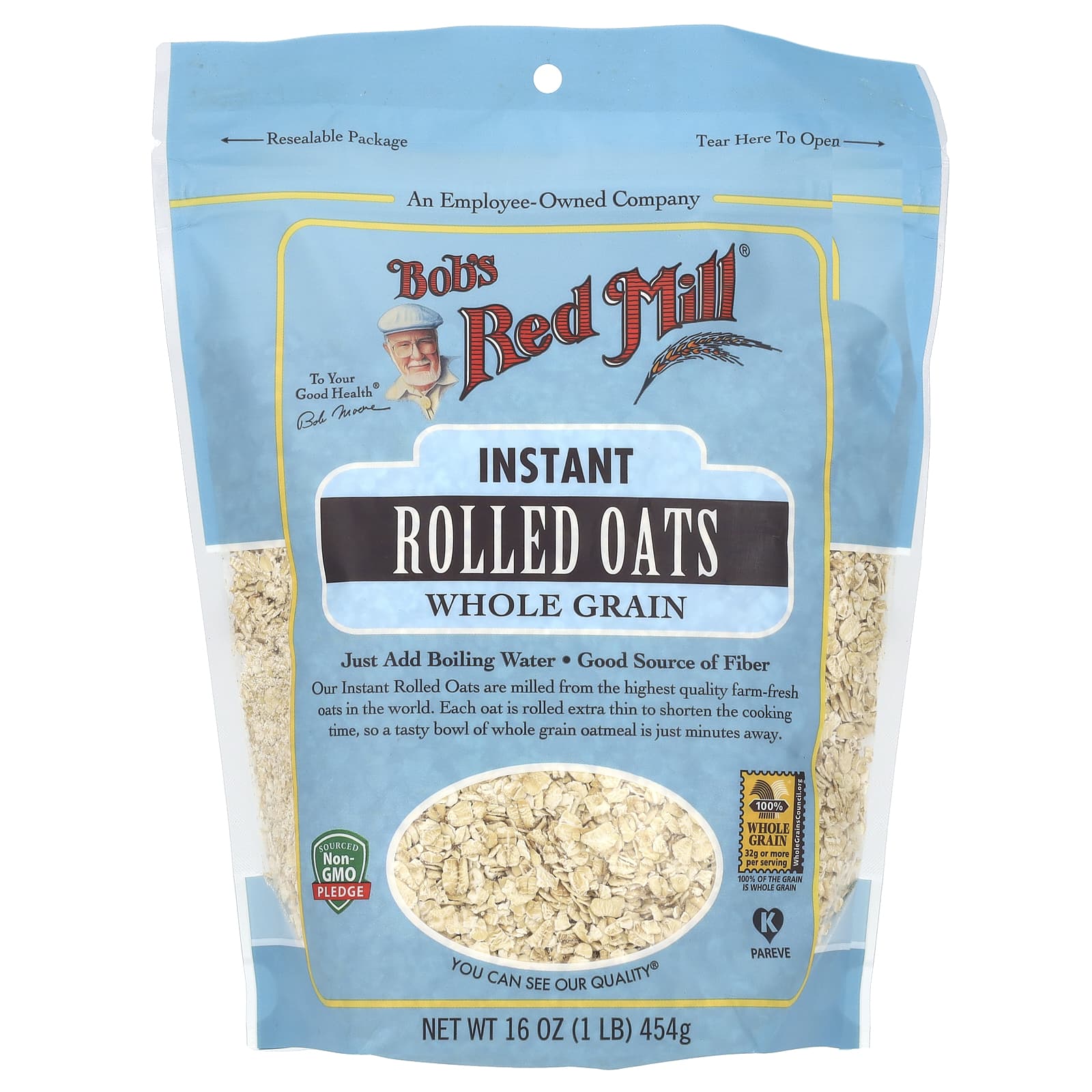 Whole Grain Instant Rolled Oats by Bob's Red Mill, 16 oz - Image 1