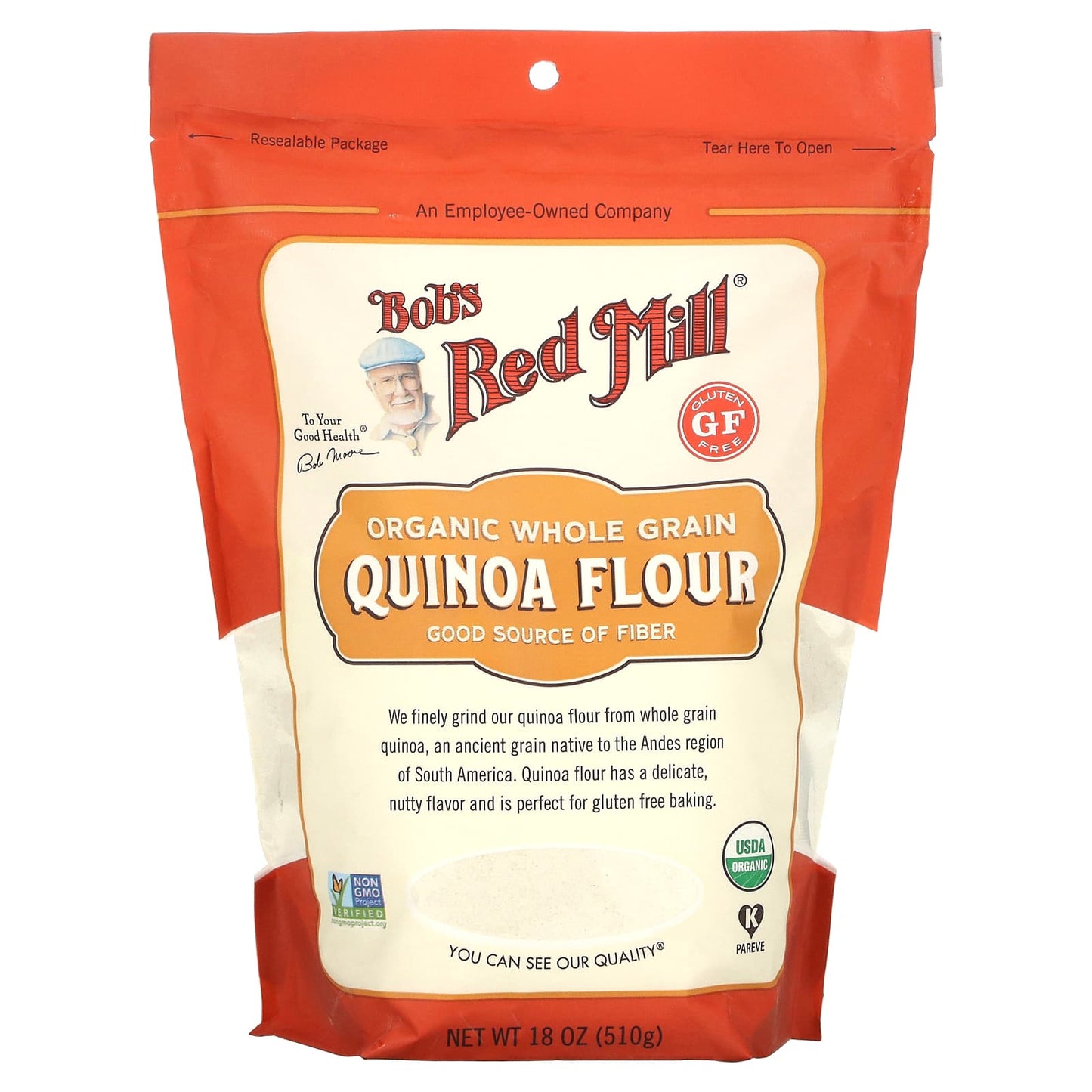 Gluten-Free Organic Quinoa Flour by Bob's Red Mill, 18 oz (510g) - Image 1