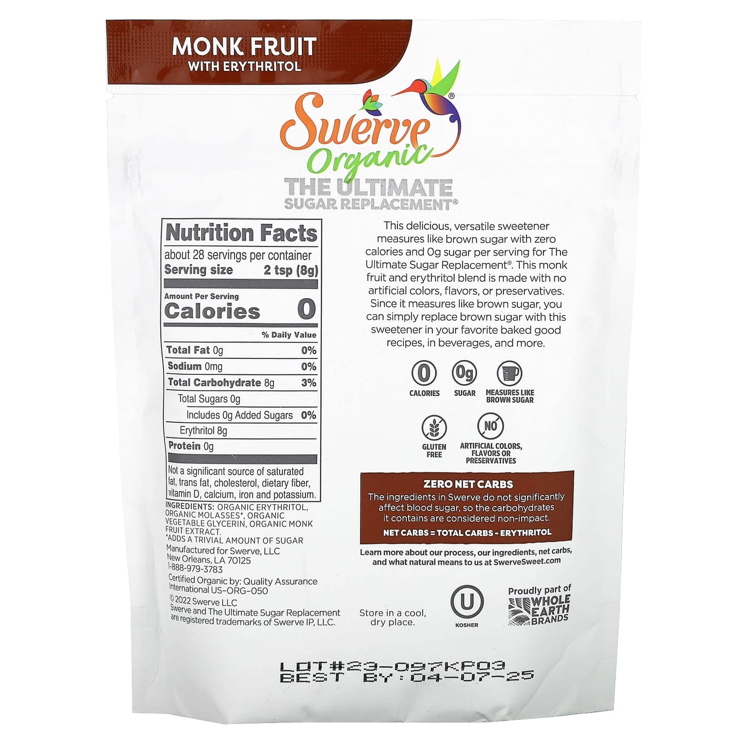 Swerve, Organic The Ultimate Sugar Replacement, Brown, 8 oz (227 g) - Image 2