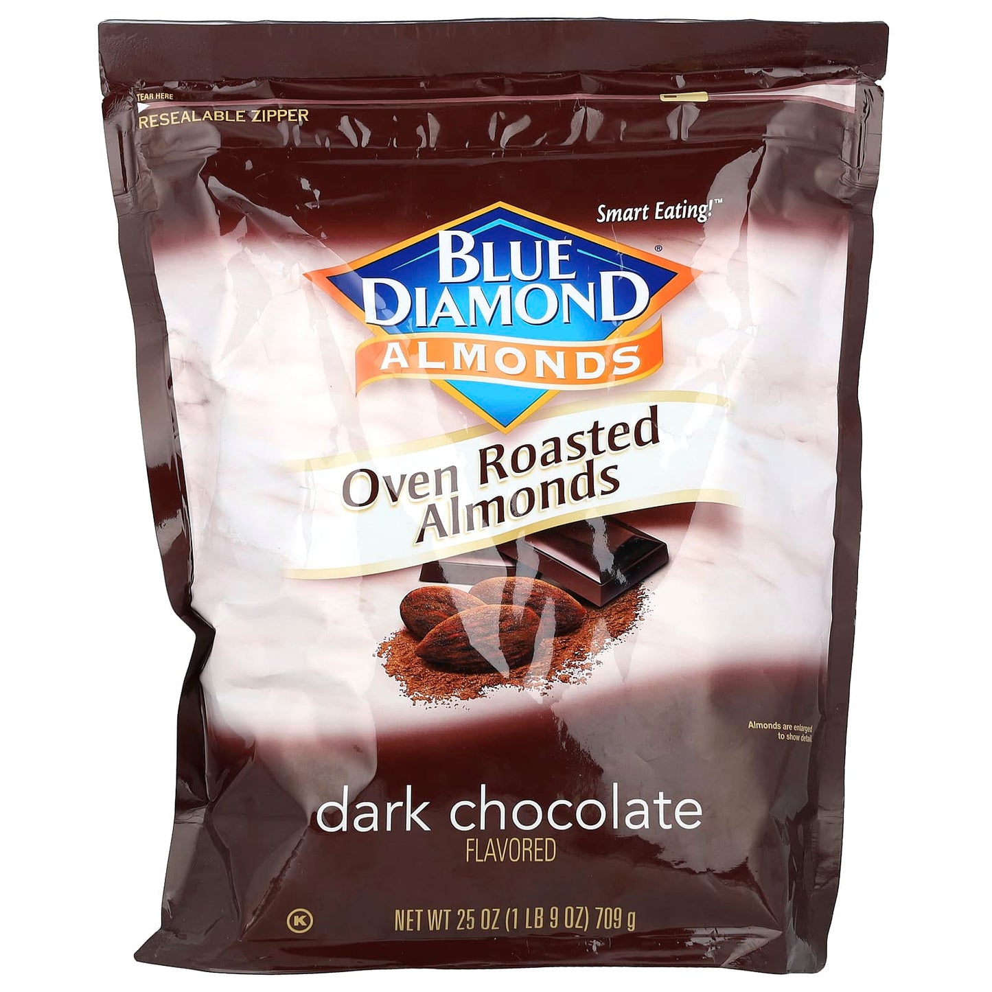 Dark Chocolate Almonds, Oven Roasted, Healthy Snack, 25 oz - Image 1
