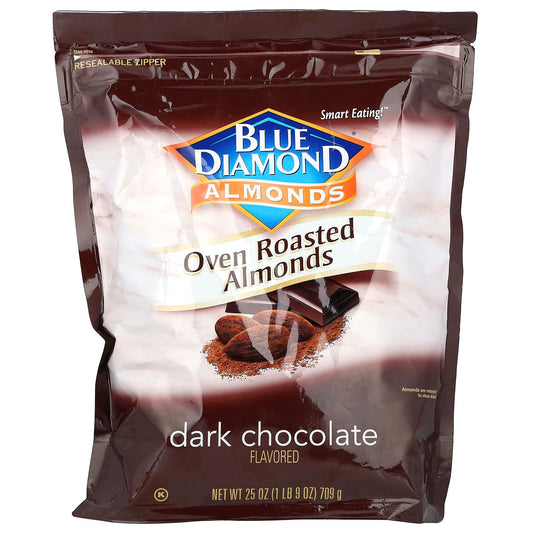 Dark Chocolate Almonds, Oven Roasted, Healthy Snack, 25 oz - Image 1