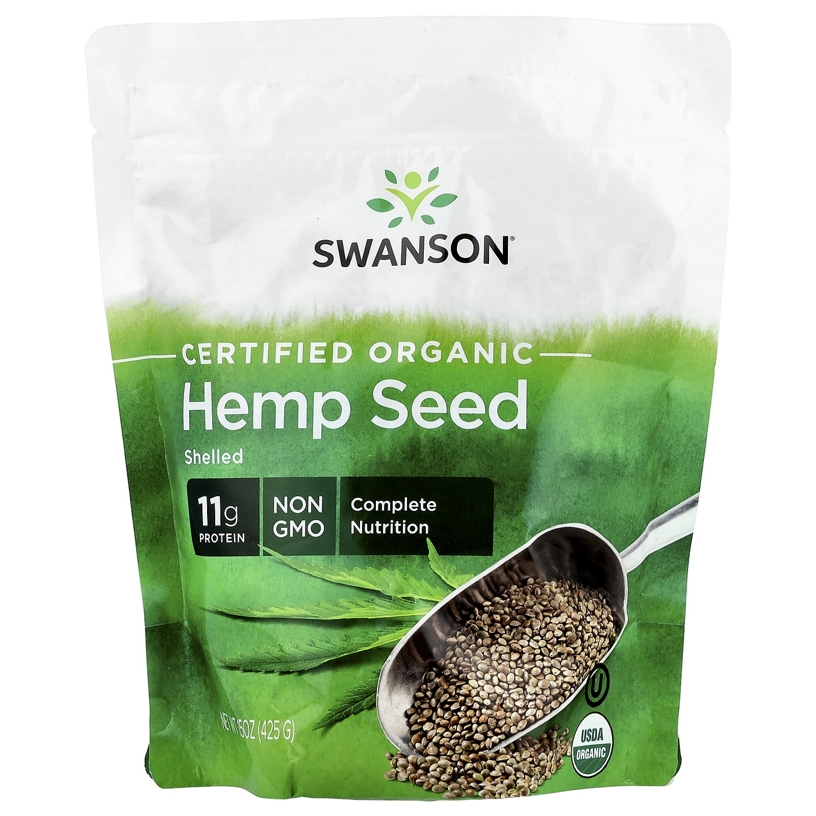 Swanson, Certified Organic Hemp Seed, Shelled, 15 oz (425 g) - Image 1