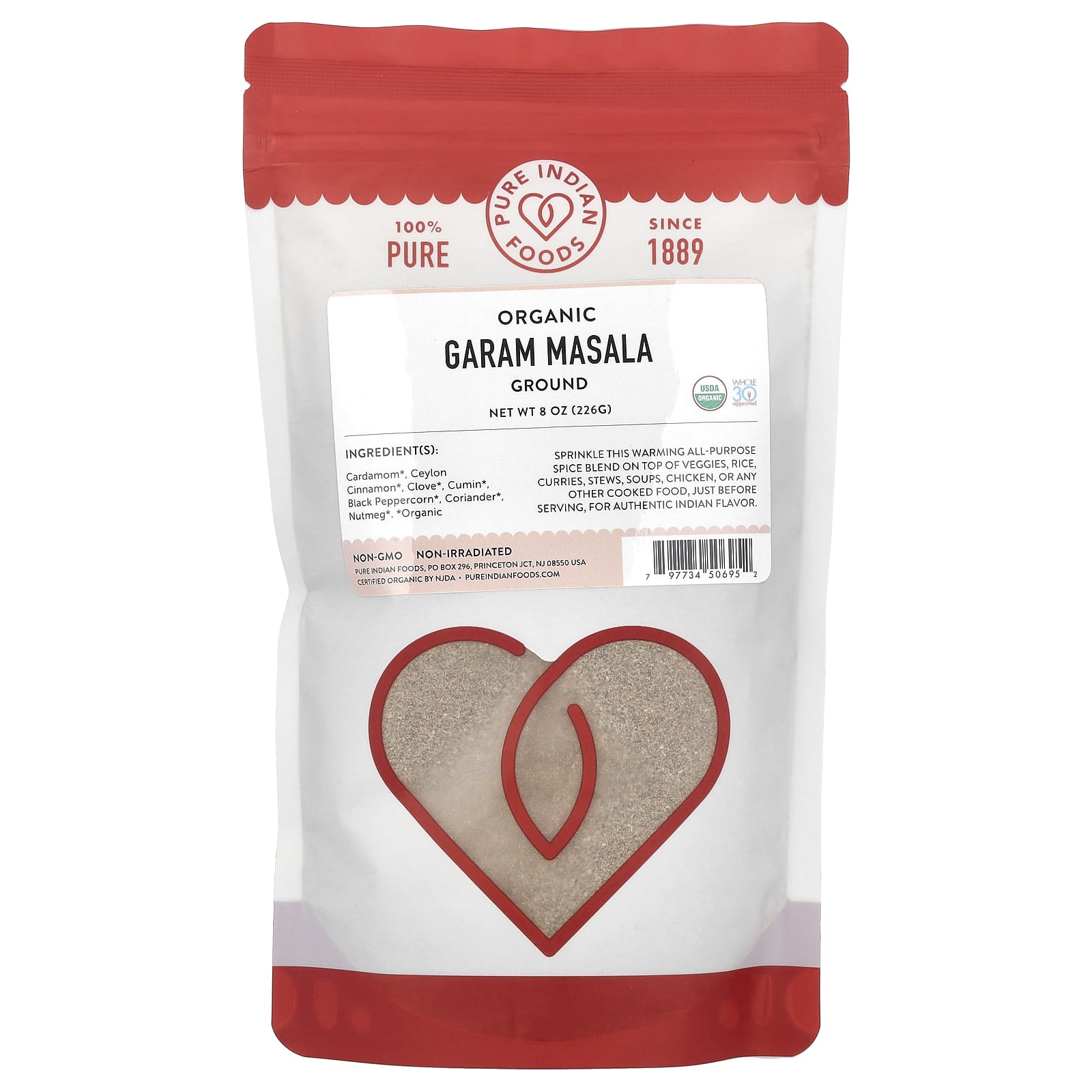 Pure Indian Foods, Organic Garam Masala, Ground, 8 oz (226 g) - Image 1