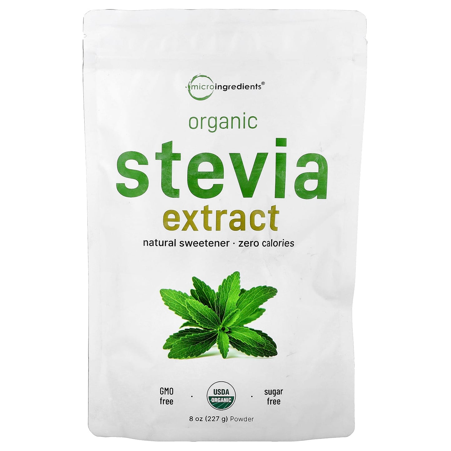 Micro Ingredients, Organic Stevia Extract Powder, 8 oz (227 g) - Image 1