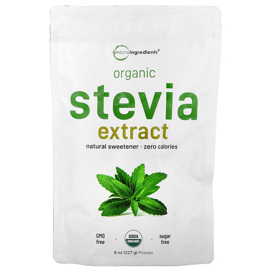 Micro Ingredients, Organic Stevia Extract Powder, 8 oz (227 g) - Image 1