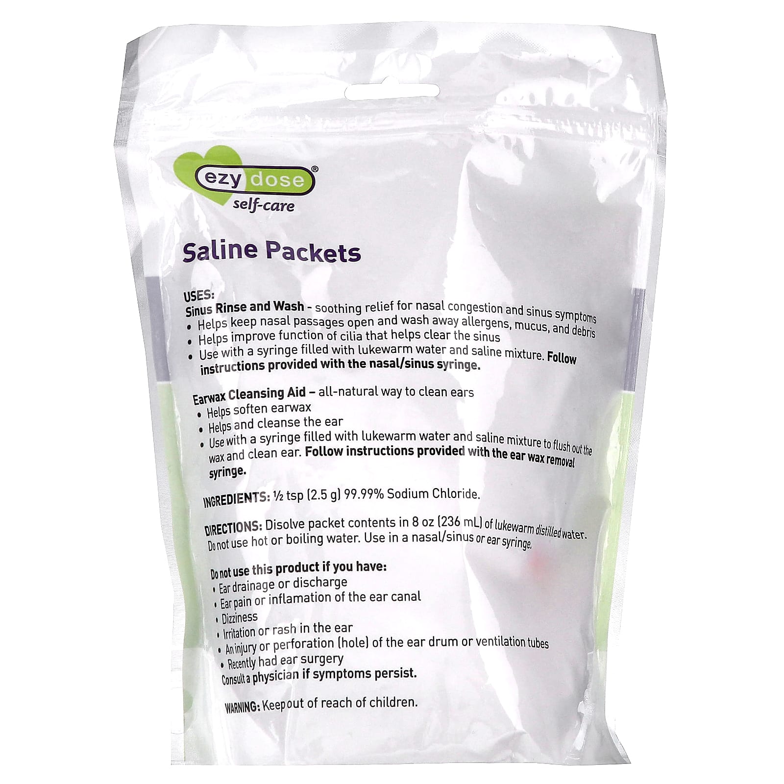 Ezy Dose Saline Packets for Nasal Congestion Relief, 100 Count - Image 2