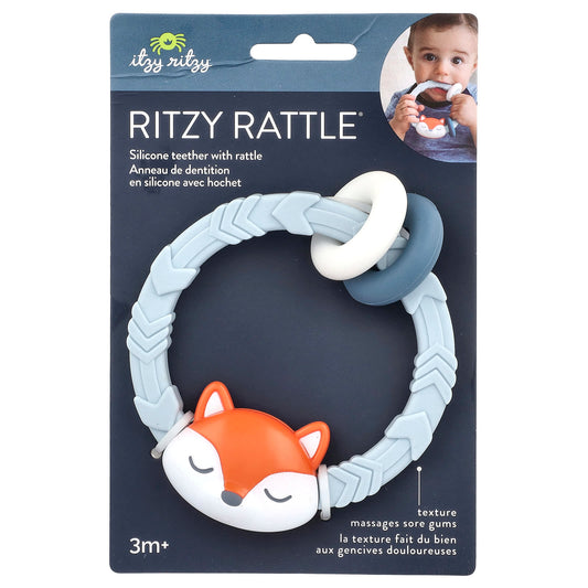 Fox Silicone Teether Rattle for 3+ Months, BPA-Free, Easy to Clean - Image 1
