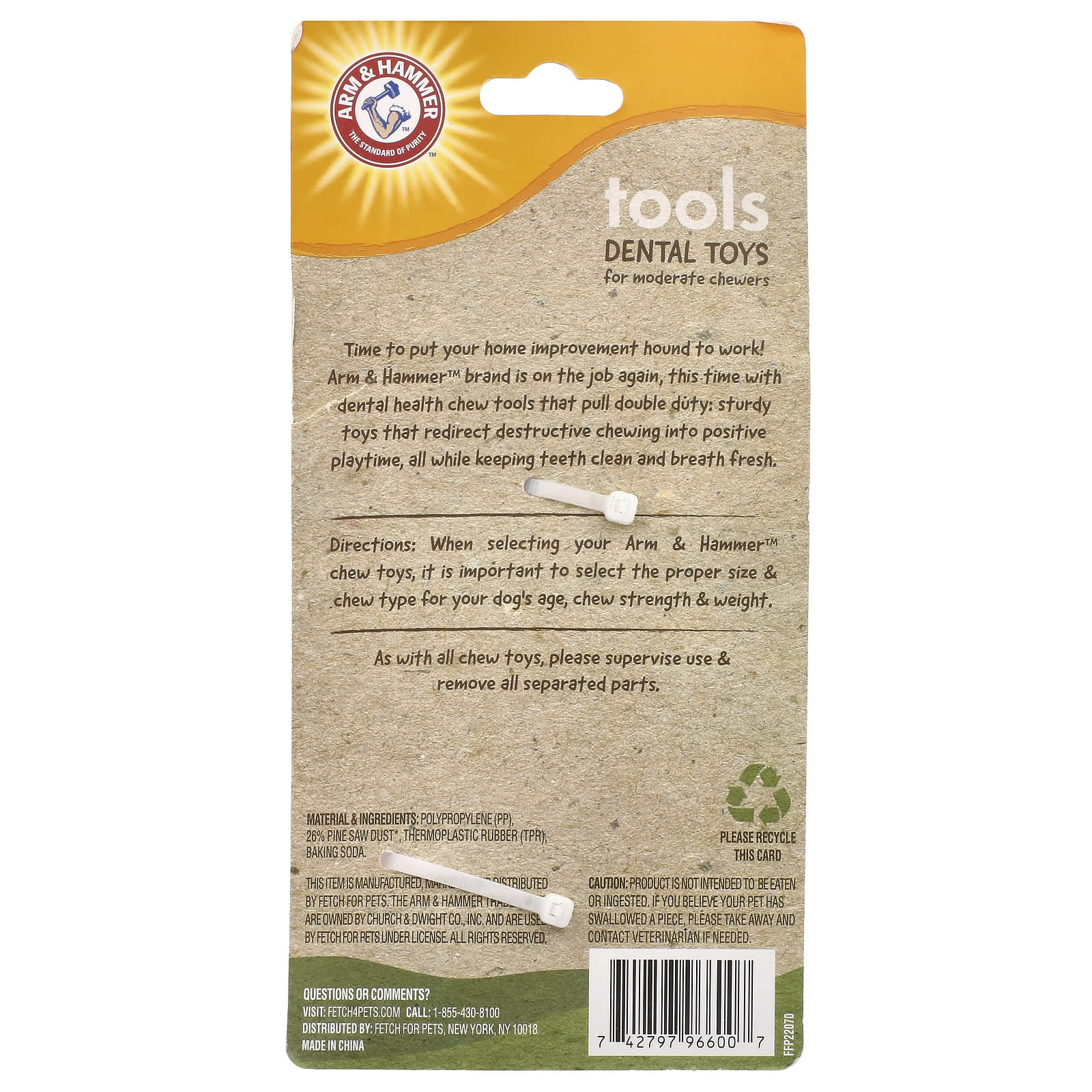 Arm & Hammer Dental Hammer Chew Toy for Dogs - Moderate Chewers - Image 2
