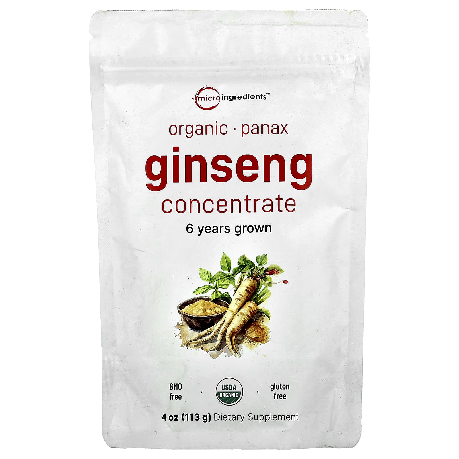 Micro Ingredients, Organic Panax Ginseng Concentrate, 4 oz (113 g) - Image 1