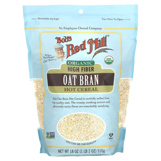 Bob's Red Mill Organic High Fiber Oat Bran Cereal, 18 oz - USDA Organic, Non-GMO - Image 1