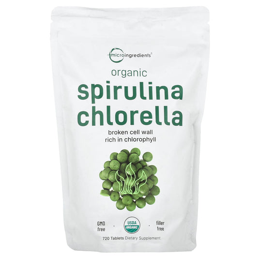 Micro Ingredients, Organic Spirulina Chlorella, 720 Tablets - Image 1