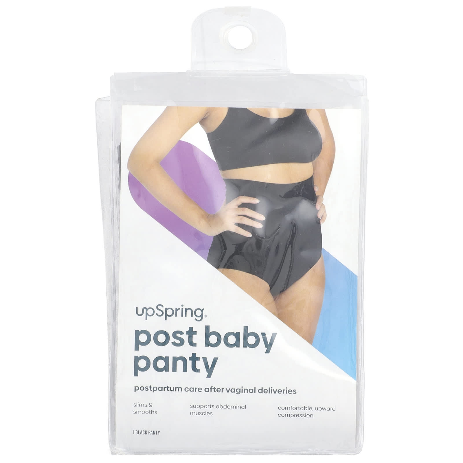 UpSpring, Post Baby Panty, High Waist, 1X/2X, Black, 1 Count - Image 1