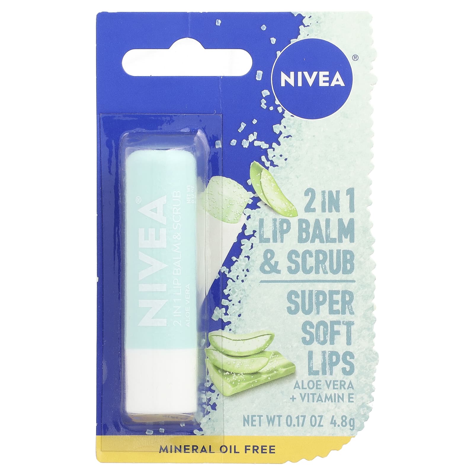 Nivea, 2 In 1 Lip Balm & Scrub, Aloe Vera, 0.17 oz (4.8 g) - Image 2