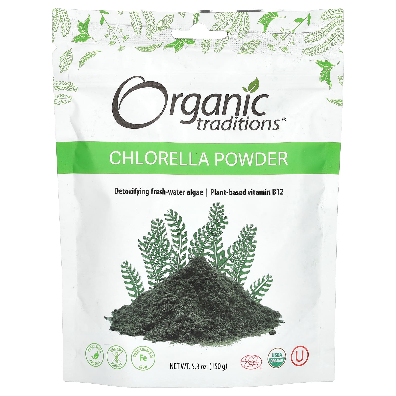 Organic Traditions, Chlorella Powder, 5.3 oz (150 g) - Image 1
