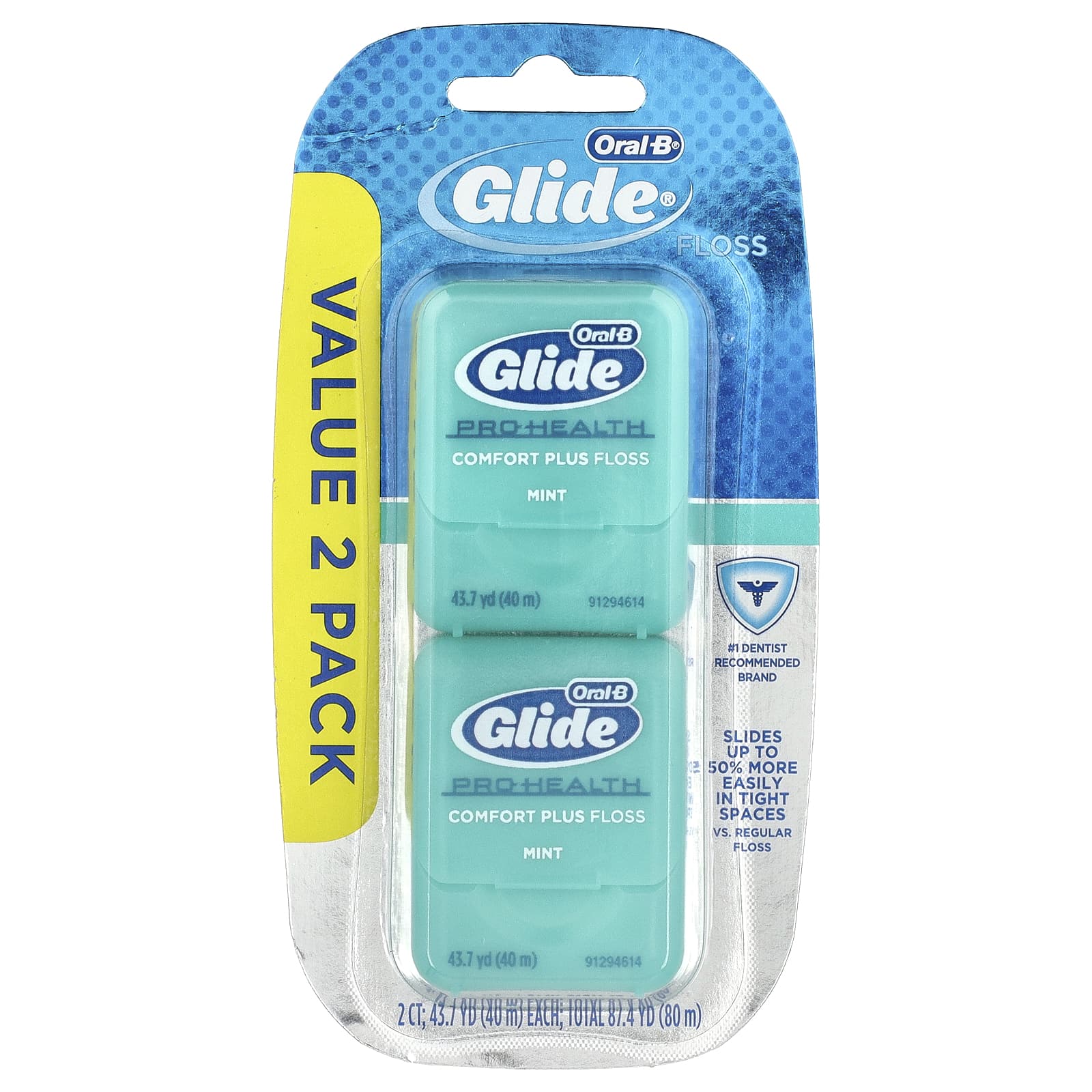 Oral-B, Glide, Pro-Health, Comfort Plus Floss, Mint, 2 Pack, 43.7 yd (40 m) Each - Image 1