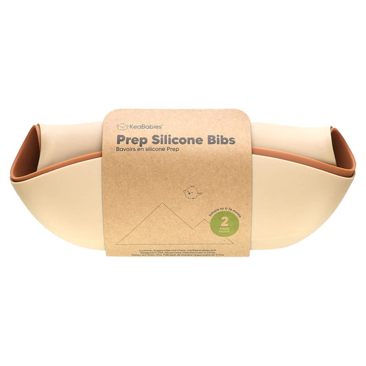 KeaBabies, Prep Silicone Bibs, 6-36 Months, Terracotta, 2 Pack - Image 1