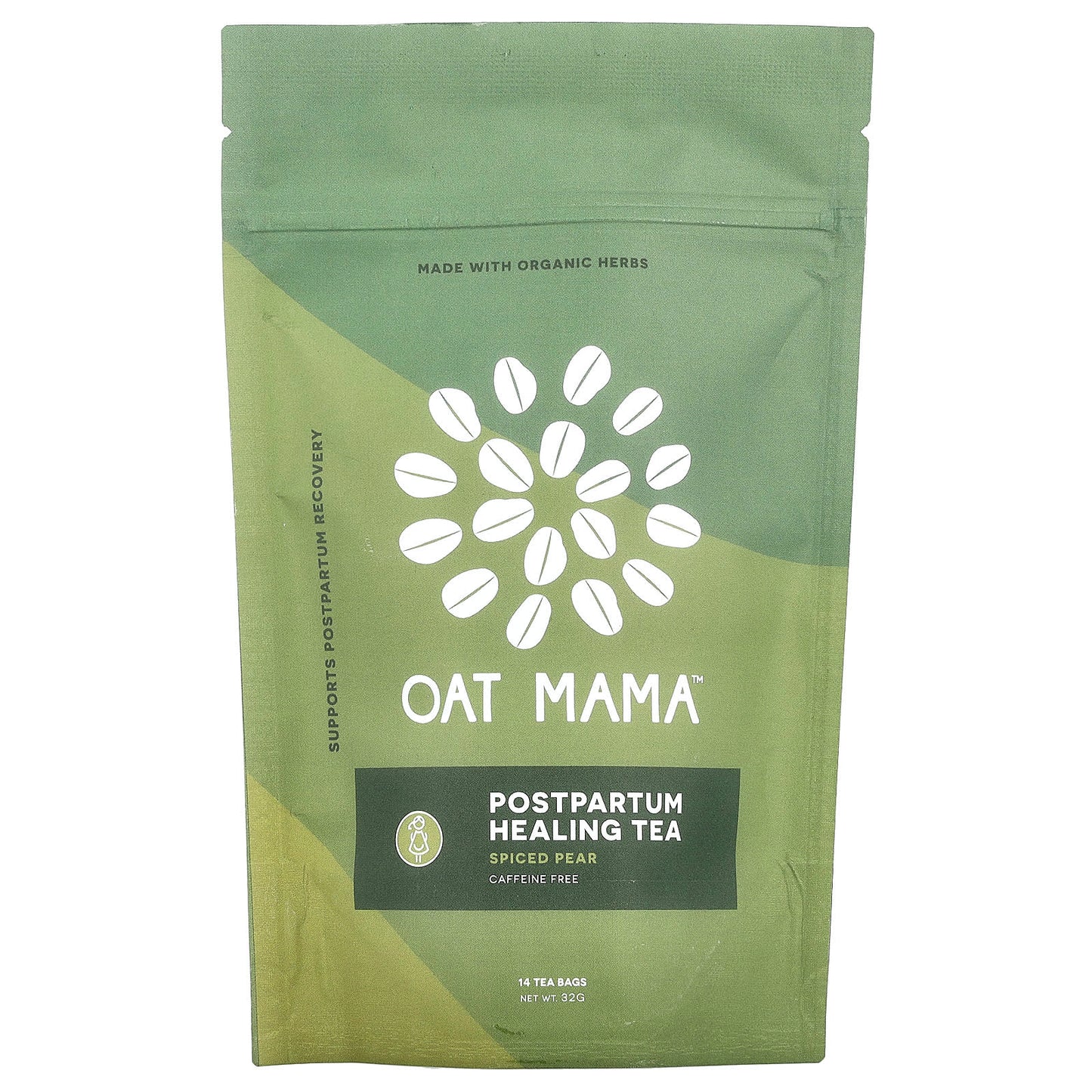 Oat Mama, Postpartum Healing Tea, Spiced Pear, Caffeine Free, 14 Tea Bags, 32 g - Image 1