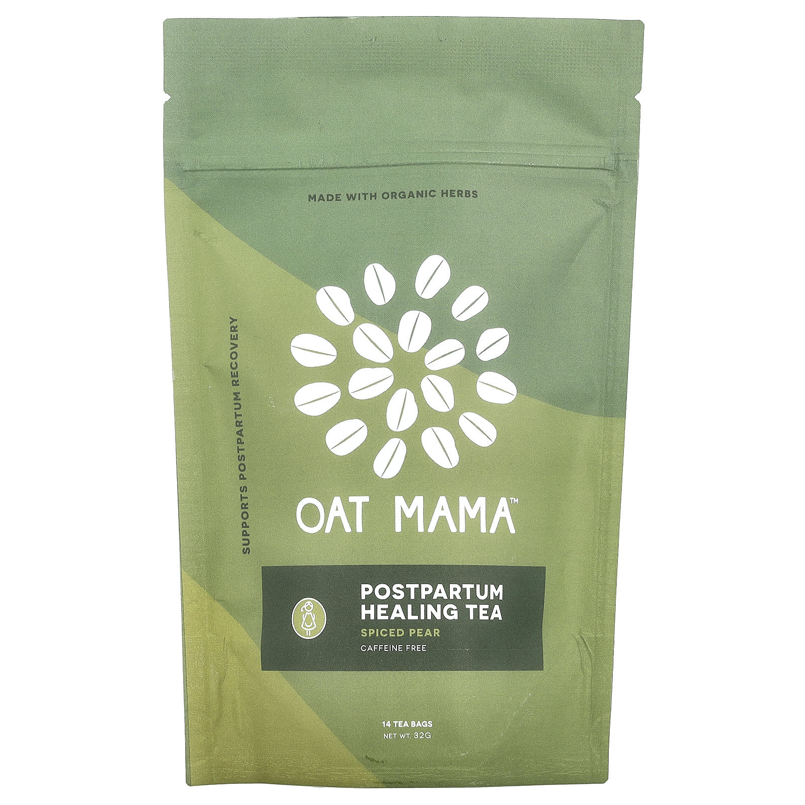 Oat Mama, Postpartum Healing Tea, Spiced Pear, Caffeine Free, 14 Tea Bags, 32 g - Image 1