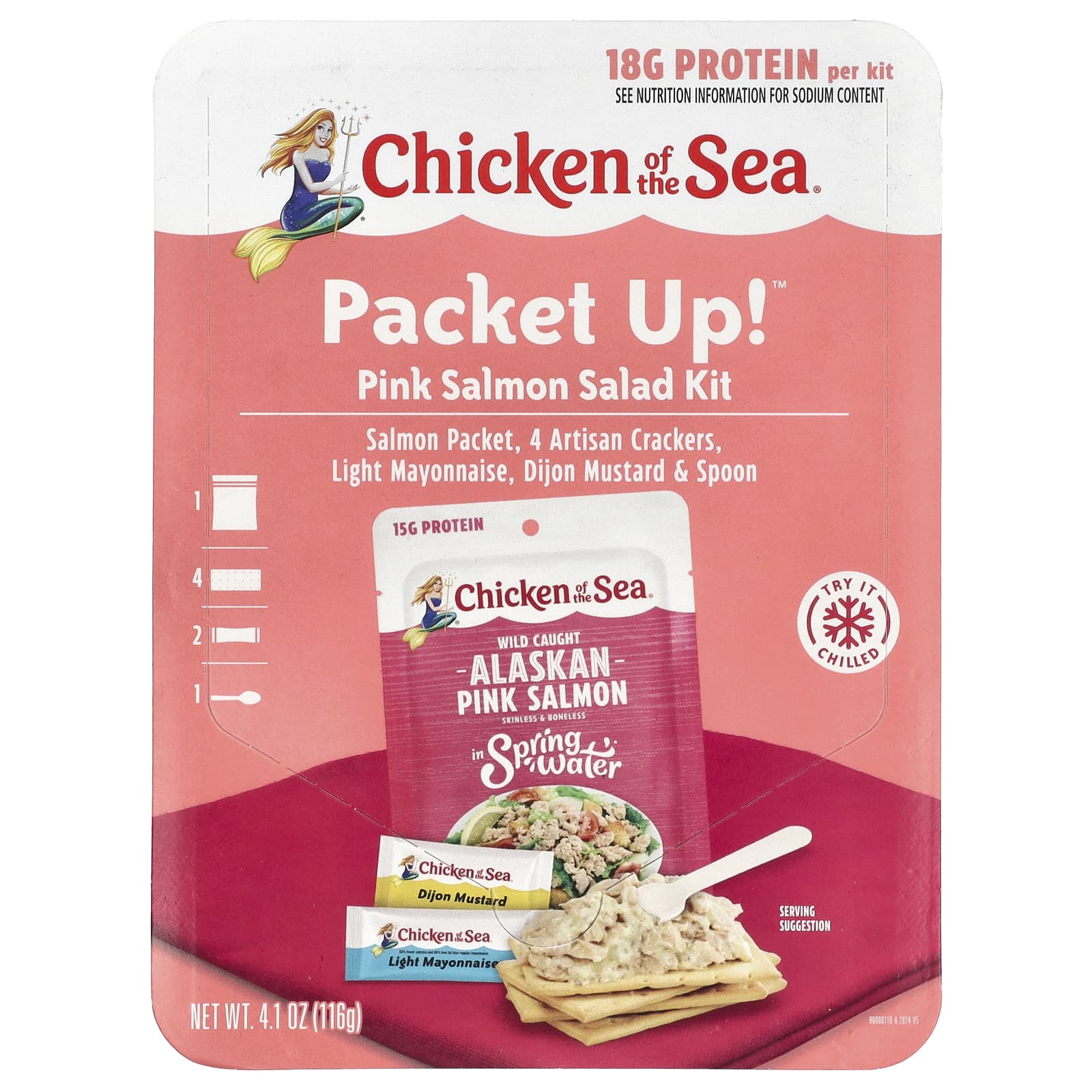 Alaska Seafood Pink Salmon Salad Kit - Convenient, Protein-Packed Snack - Image 1