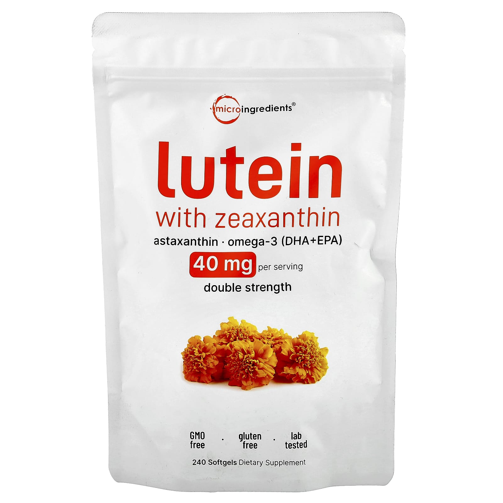 Micro Ingredients, Lutein with Zeaxanthin, 240 Softgels - Image 1