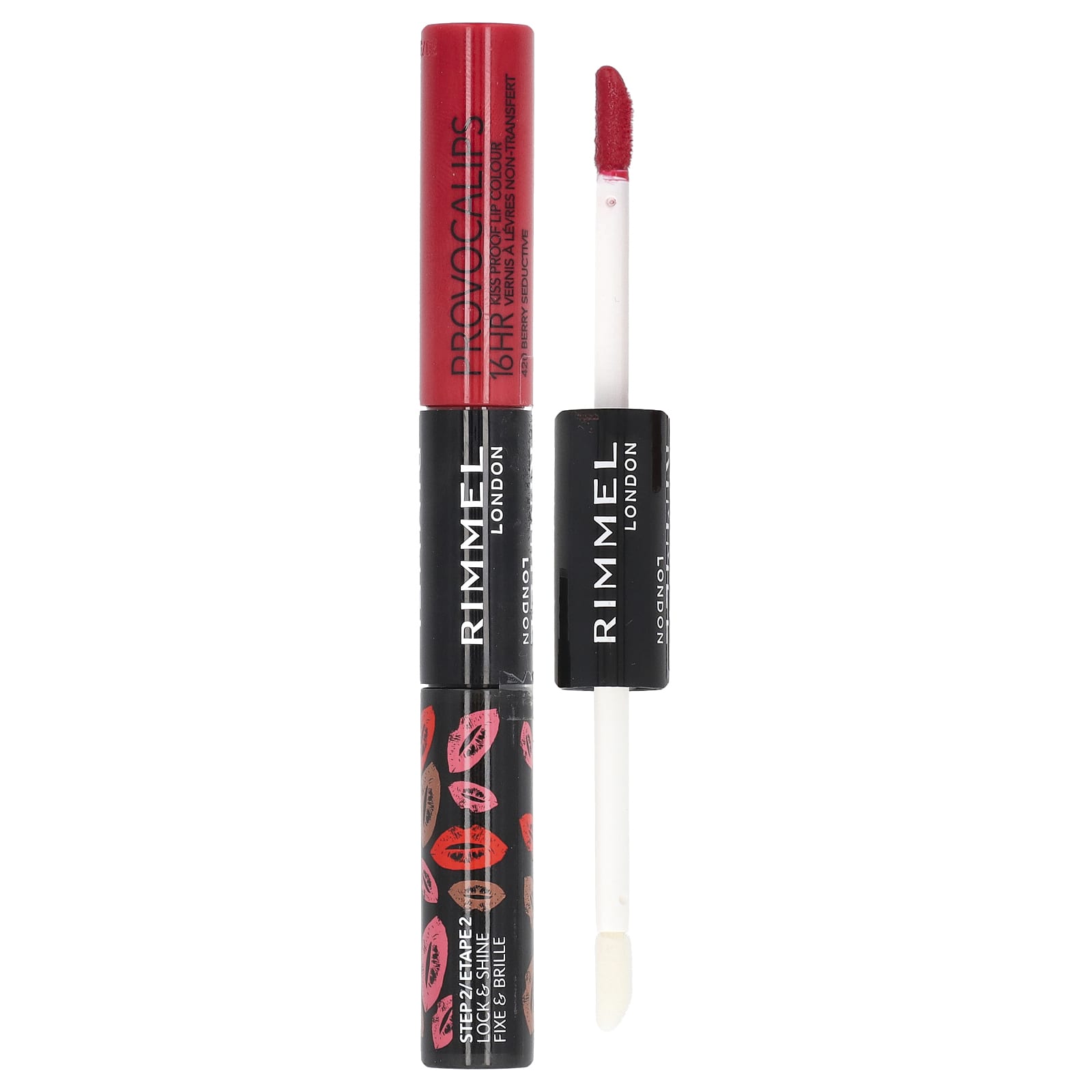 Rimmel London, Provocalips, 16HR Kiss Proof Lip Color, 420 Berry Seductive, 0.14 fl oz (4 ml) / 0.1 fl oz (3 ml) - Image 1