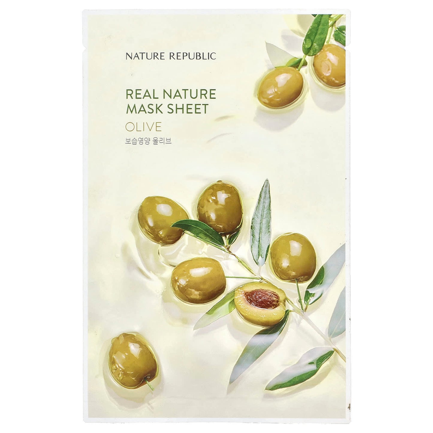 Nature Republic, Real Nature Beauty Mask Sheet, Olive, 1 Sheet, 0.77 fl oz (23 ml) - Image 1