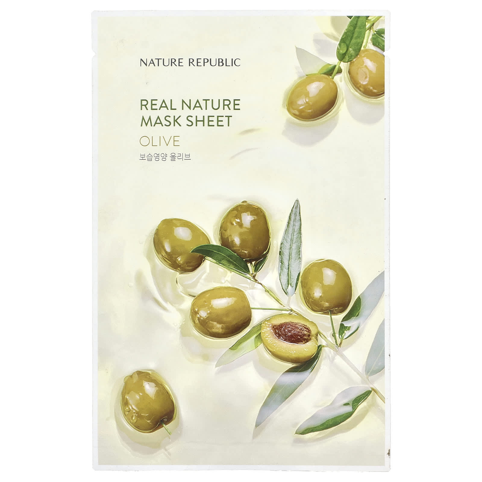 Nature Republic, Real Nature Beauty Mask Sheet, Olive, 1 Sheet, 0.77 fl oz (23 ml) - Image 1