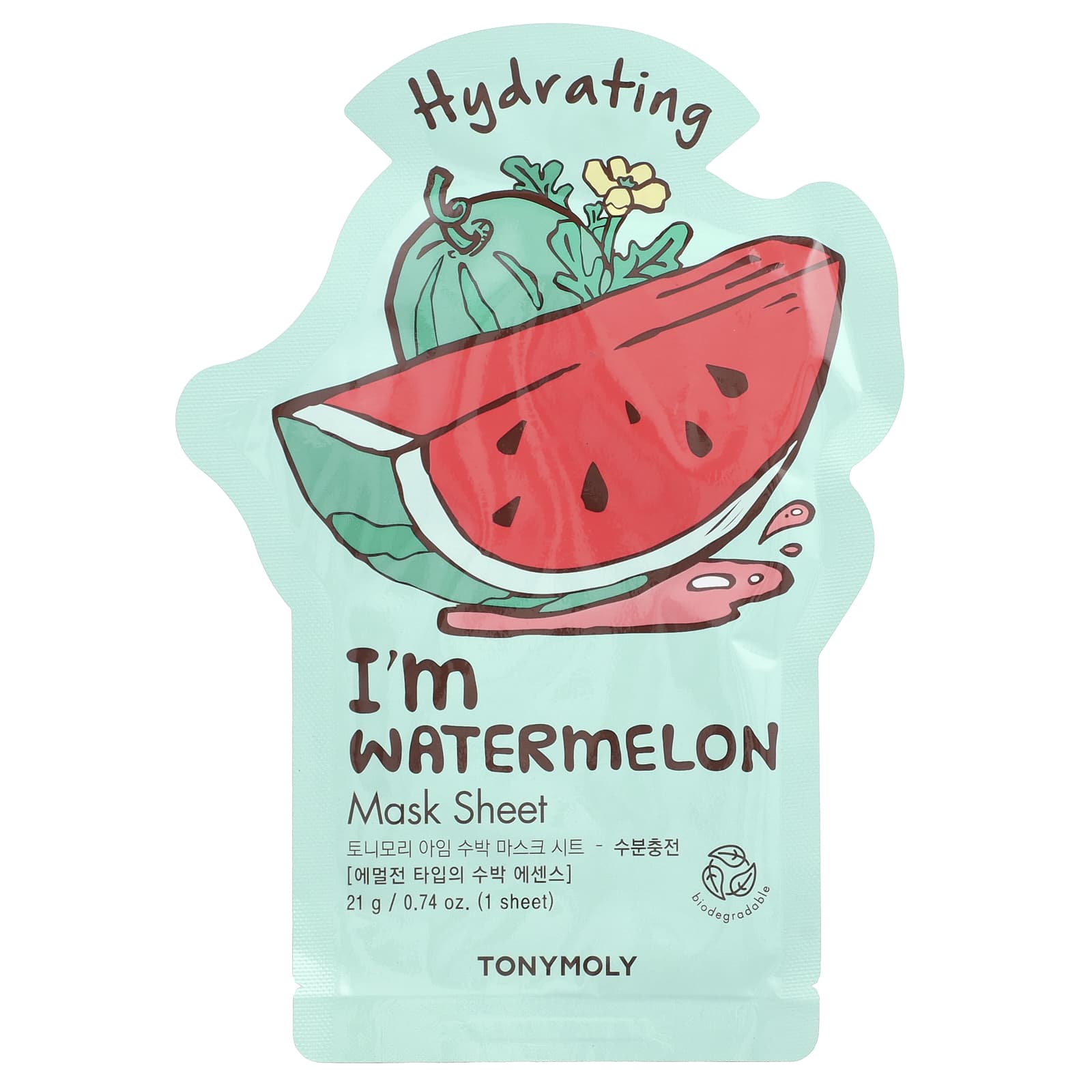 TonyMoly, I'm Watermelon, Hydrating Beauty Mask Sheet, 1 Sheet, 0.74 oz (21 g) - Image 1