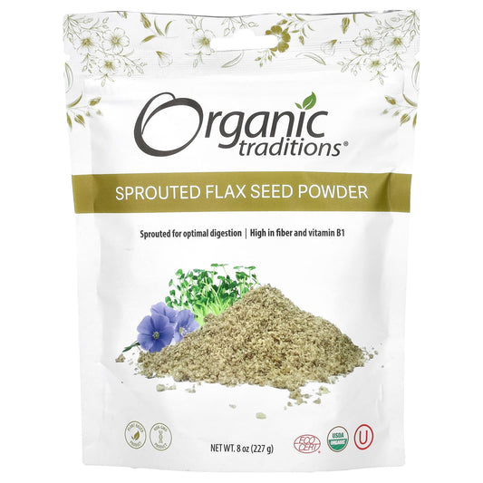 Organic Traditions, Sprouted Flax Seed Powder, 8 oz (227 g) - Image 1
