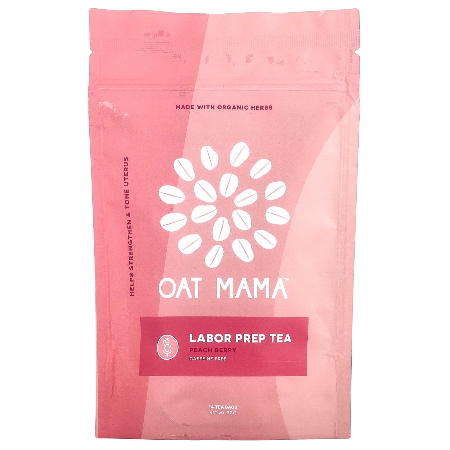 Oat Mama, Labor Prep Tea, Peach Berry, Caffeine Free, 14 Tea Bags, 32 g - Image 1