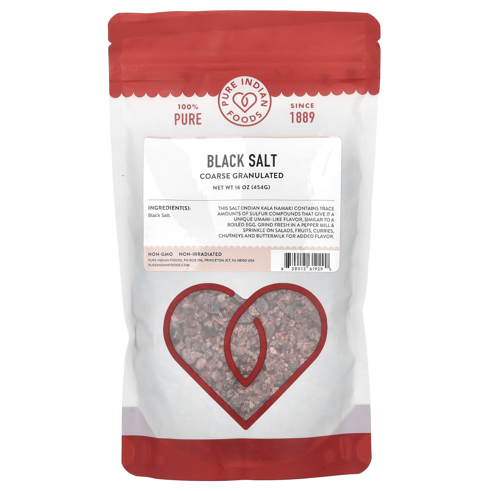 Pure Indian Foods, Black Salt, Coarse Granulated, 16 oz (454 g) - Image 1