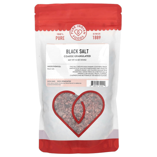 Pure Indian Foods, Black Salt, Coarse Granulated, 16 oz (454 g) - Image 1
