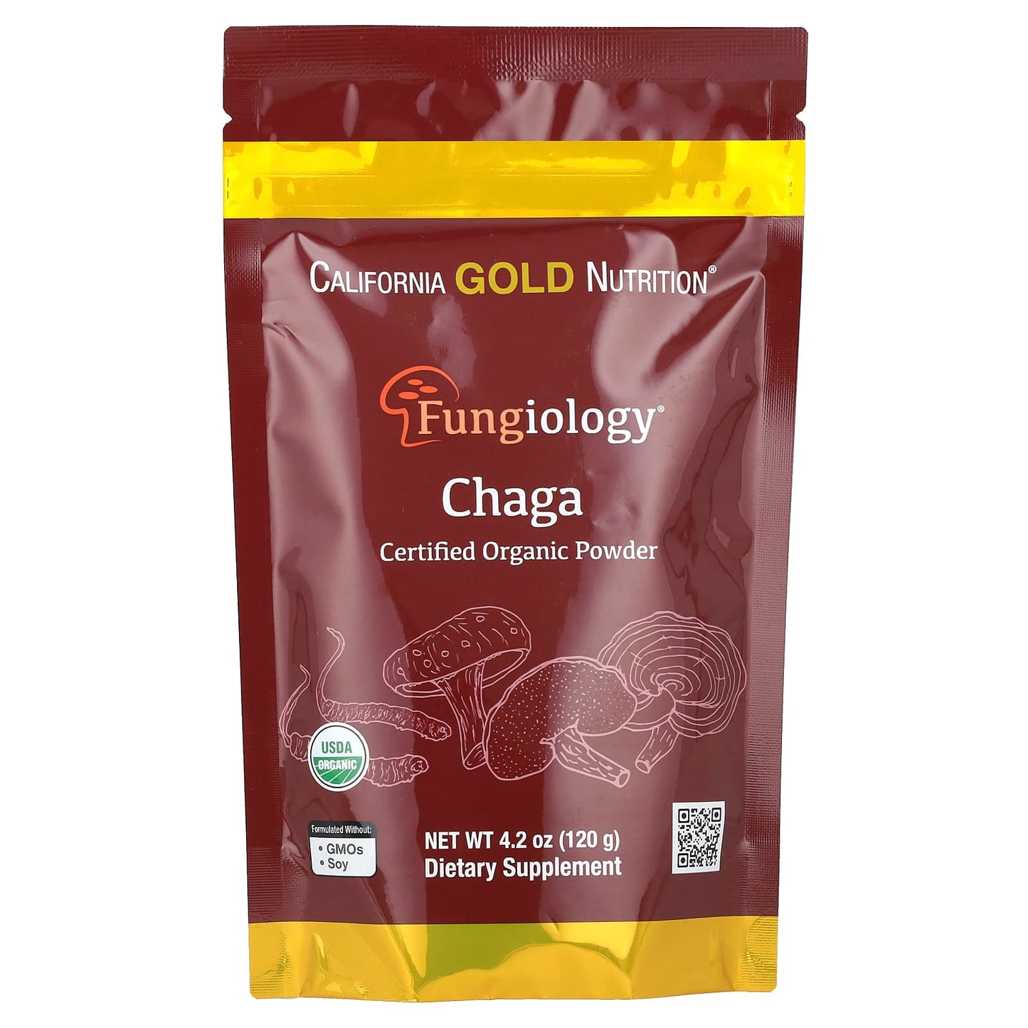 California Gold Nutrition Certified Organic Chaga Mushroom Powder - Image 1