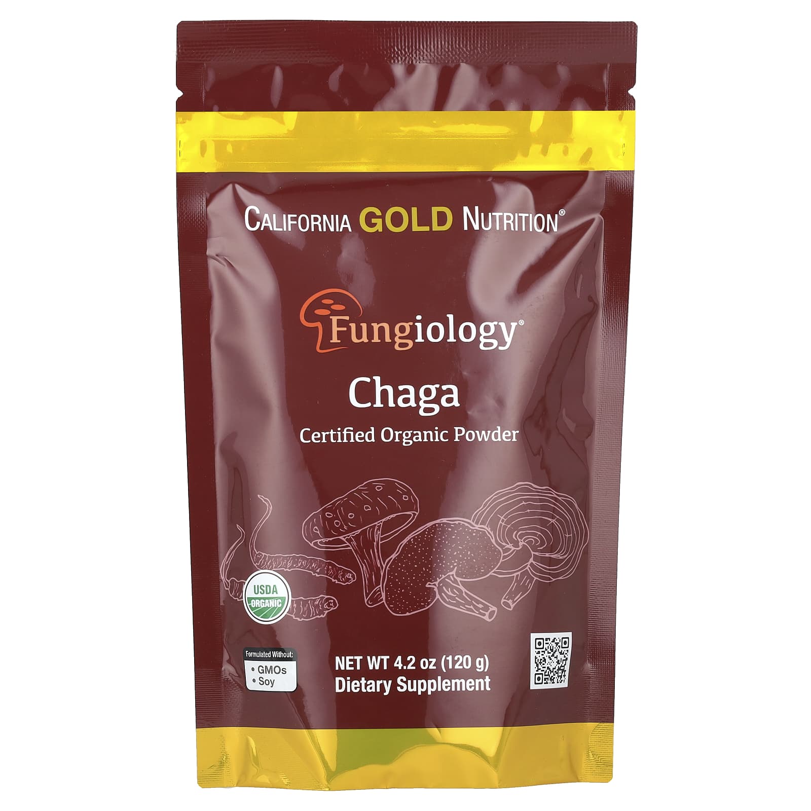 California Gold Nutrition Certified Organic Chaga Mushroom Powder - Image 1