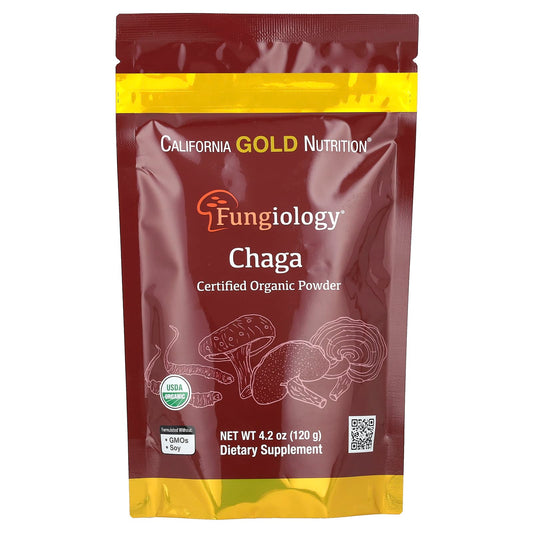 California Gold Nutrition Certified Organic Chaga Mushroom Powder - Image 1