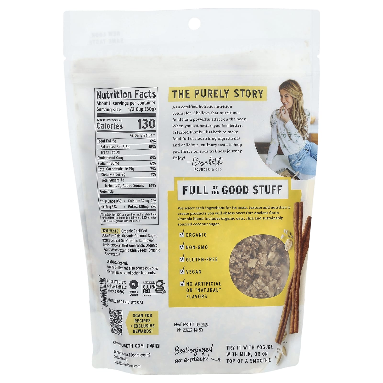 Purely Elizabeth, Organic Ancient Grain Granola, Original, 12 oz (340 g) - Image 2