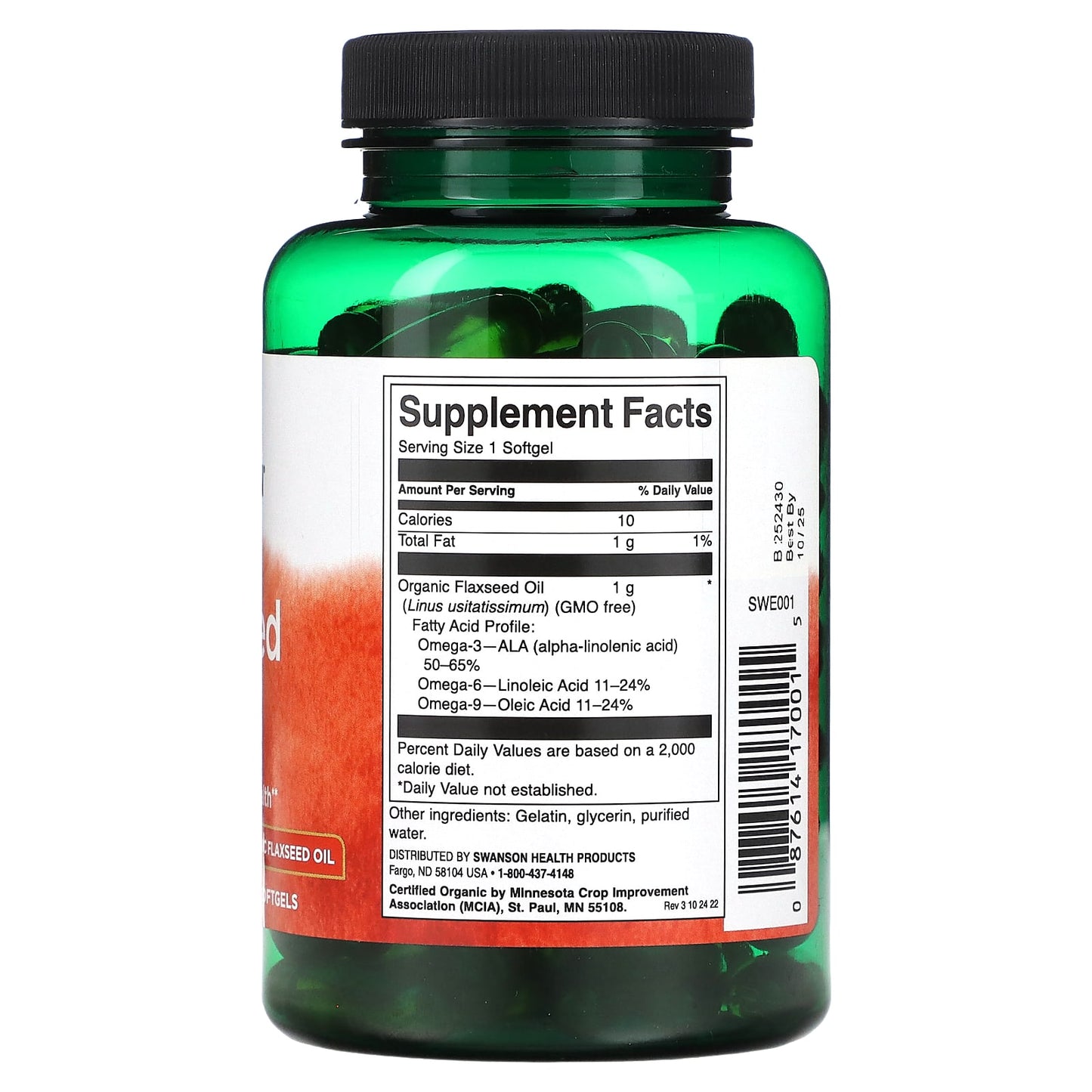 Swanson, Flaxseed Oil, 1,000 mg, 100 Softgels - Image 2
