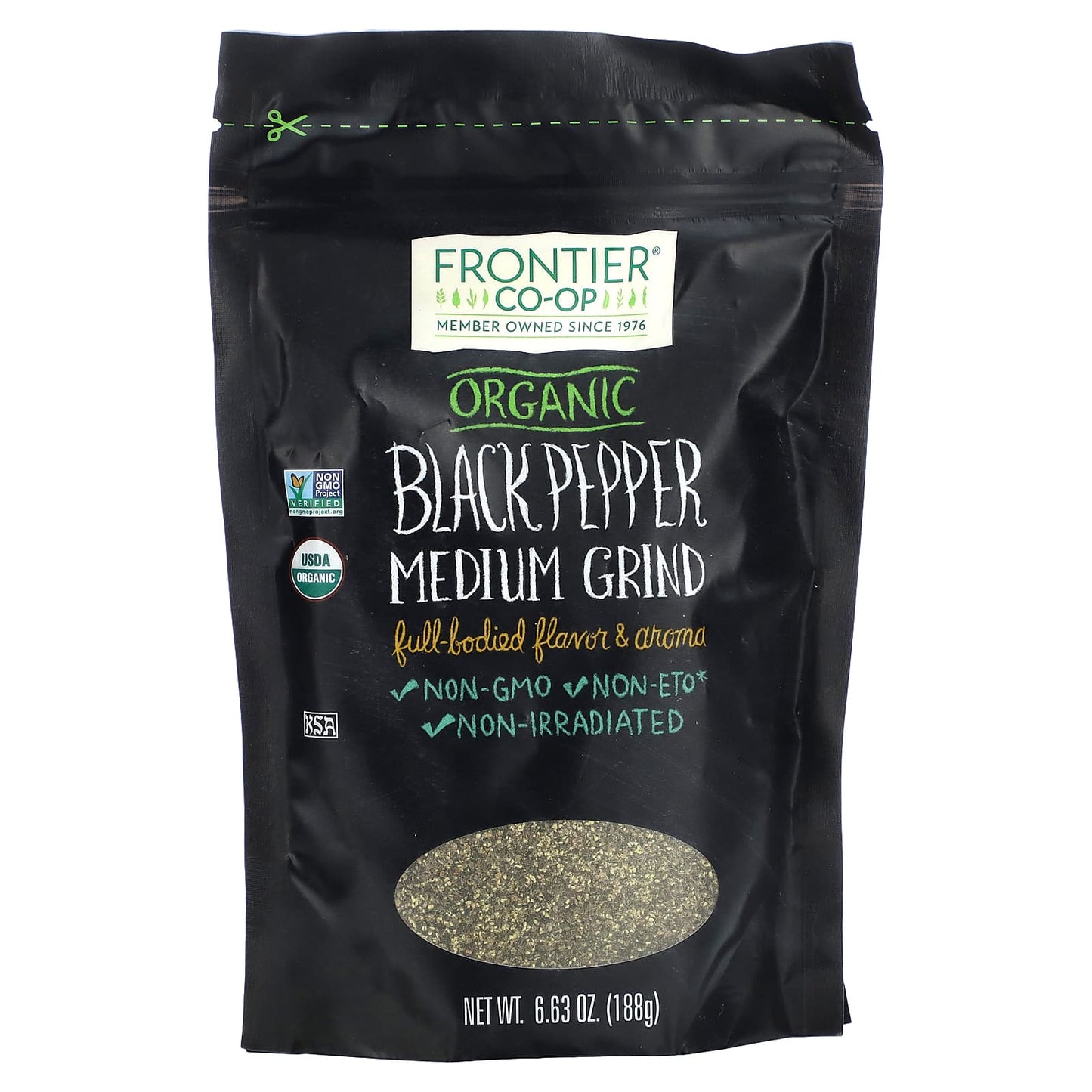 USDA Organic Black Pepper, Medium Grind by Frontier Co-op - 6.63 oz - Image 1