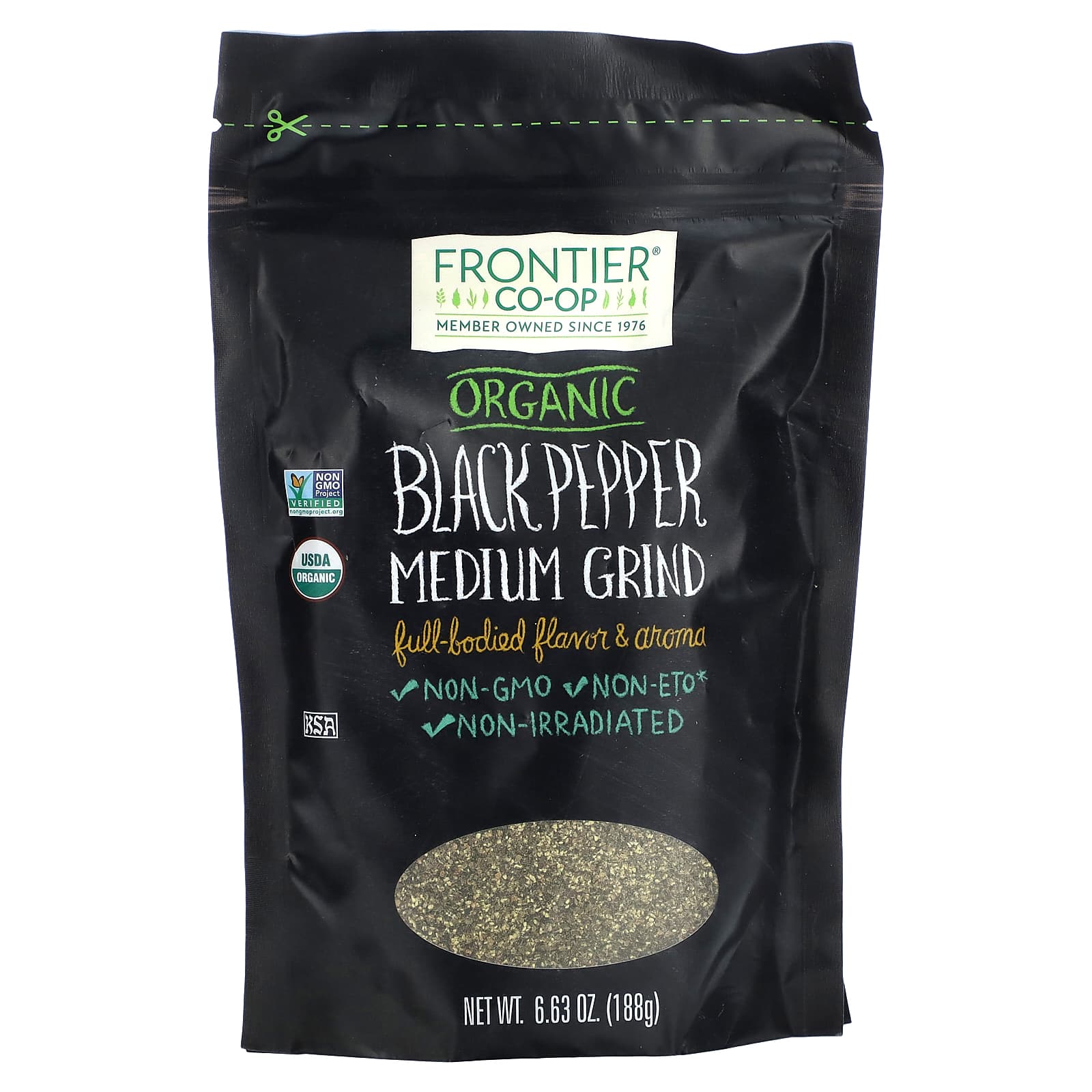 USDA Organic Black Pepper, Medium Grind by Frontier Co-op - 6.63 oz - Image 1