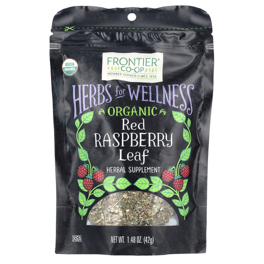 Frontier Co-op Organic Red Raspberry Leaf, 1.48 oz - Herbal Supplement - Image 1