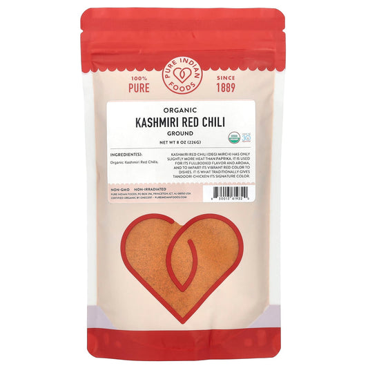 Pure Indian Foods, Organic Kashmiri Red Chili, Ground, 8 oz (226 g) - Image 1