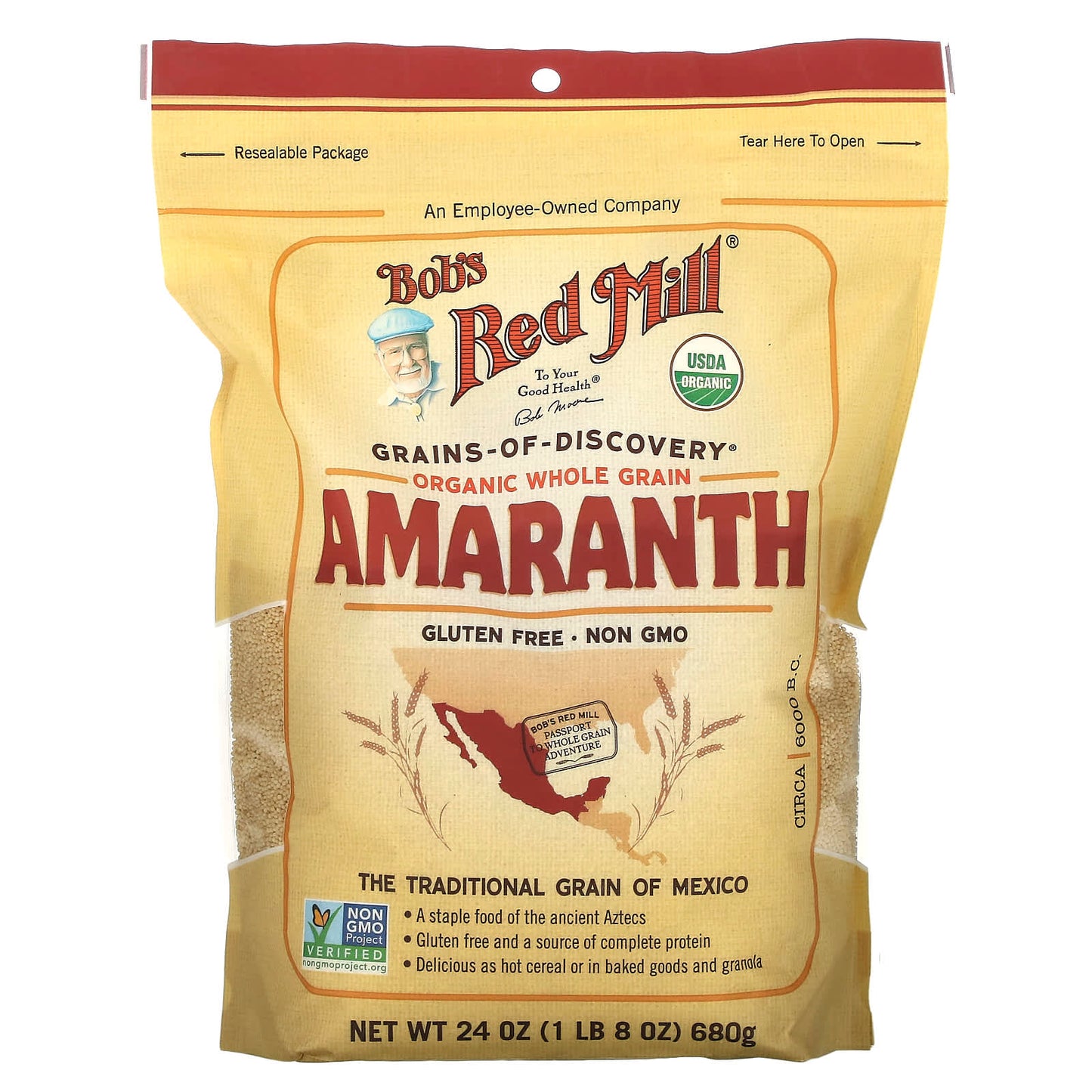 Organic Amaranth - Whole Grain, Gluten Free, Non GMO, 1 lb 8 oz - Image 1