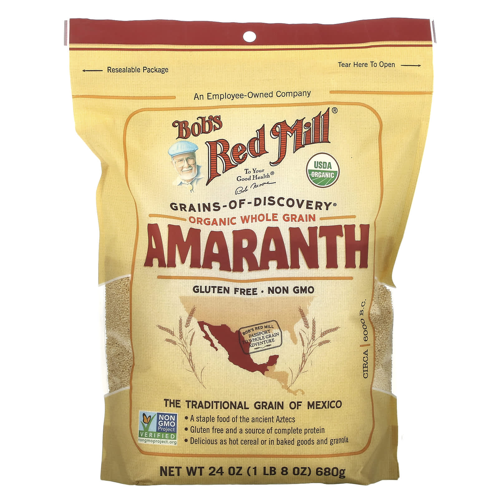 Organic Amaranth - Whole Grain, Gluten Free, Non GMO, 1 lb 8 oz - Image 1