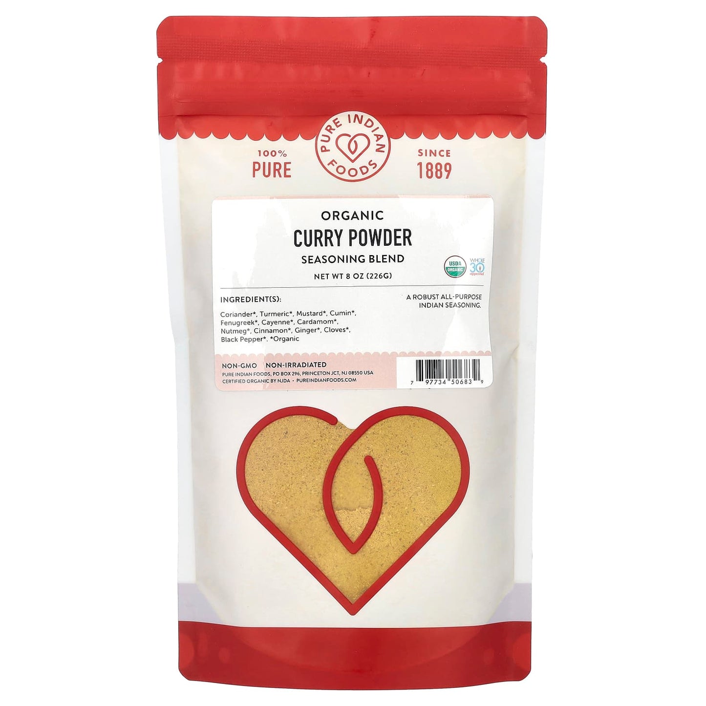 Pure Indian Foods, Organic Curry Powder, Seasoning Blend, 8 oz (226 g) - Image 1